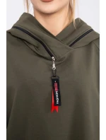 Tunika na zips s kapucňou Oversize khaki farba Tunika na zips s kapucňou Oversize khaki farba
