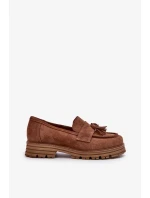 Zazoo Dámske semišové mokasíny so strapcami, hnedé Zazoo Dámske semišové mokasíny so strapcami, hnedé