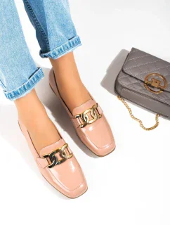 Štýlové ružové poltopánky dámske bez podpätku