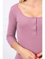 Šaty s gombíkovým výstrihom tmavo ružové