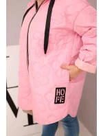 Dámska prešívaná bunda s kapucňou a nápisom HOPE candy pink Dámska prešívaná bunda s kapucňou a nápisom HOPE candy pink