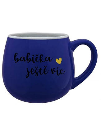 BABIČKA JEŠTĚ VÍC - modrý keramický hrnček 300 ml