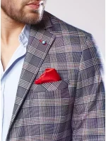 Pánska tmavomodrá kockovaná bunda FashionStreet MX0567
