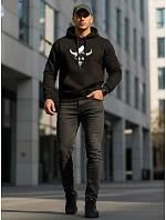 Pánska mikina s potlačou lebky býka čierna FashionStreet NX0060B