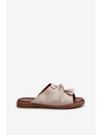 Klapki Damskie Na Płaskim Obcasie Beżowe Nelvira