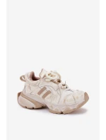 Skórzane Sneakersy Damskie GOE RR2N4037 Beżowe