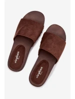 Dámské žabky se zlatými přezkami čokoládové Ferinna