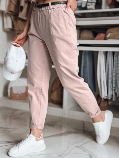 Dámske nohavice chinos s opaskom RELCIX ružové FashionStreet UY2583