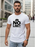Pánske bavlnené tričko s potlačou No limit white FashionStreet NX0129R