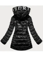 Čierna metalická dámska bunda s kapucňou (W717)