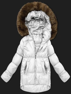 Dámska bunda bomber s kapucňou S'West broken white (B8280-26)