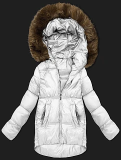 Dámska bunda bomber s kapucňou S'West broken white (B8280-26)
