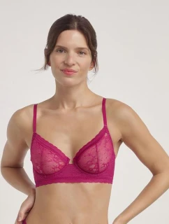 Dámska čipkovaná podprsenka s kosticami DIM ROMANCE UNDERWIRE FULL CUP BRA - DIM - červená