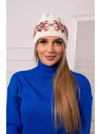Dámska čiapka Florence K350 ecru+red