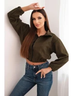 Semišová mikina na zips khaki