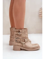 Dámske kožené nízke topánky s remienkami Zazoo 3644 Beige