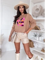 Dámsky oversize sveter HARPER camel FashionStreet MY1983 Dámsky oversize sveter HARPER camel FashionStreet MY1983