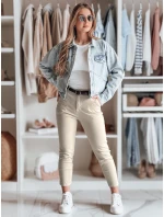 Dámske bavlnené nohavice slim fit s opaskom TAIRONIK light beige FashionStreet UY2546