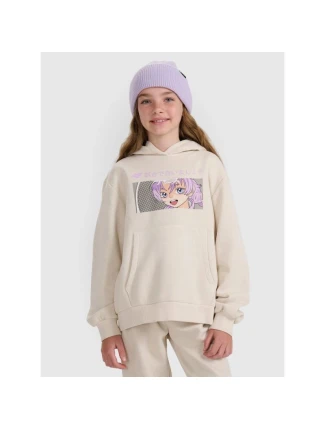 Dievčenská mikina bez prúžkov s kapucňou 4F 4FJRAW25TSWSF2294-11S