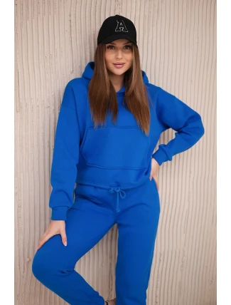 Teplá súprava s mikinou so zaväzovaním vpredu v chrpovo modrej farbe