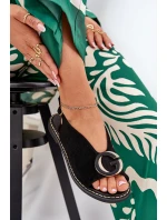 Płaskie Sandały Z Ozdobą Czarne Haliones