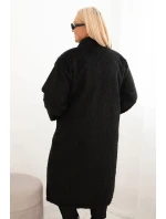 Dámsky kabát Plus Size z viskózy bez zapínania s vreckami čierny