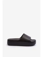 Damskie Klapki Na Grubej Podeszwie Czarne Oreithano