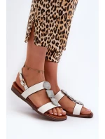 Sandały Damskie Płaskie Z Ozdobami Sergio Leone SK072H Białe