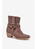 Prírodné semišové topánky na podpätku Brown Zazoo 3444/2 Prírodné semišové topánky na podpätku Brown Zazoo 3444/2
