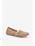 Elegantné kožené espadrilky s úpletom béžovo-zlaté Zazoo 10178 Elegantné kožené espadrilky s úpletom béžovo-zlaté Zazoo 10178