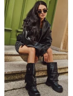 Ocieplane Wsuwane Kozaki Damskie Na Masywnej Platformie Z Kieszeniami Czarne Clarinda