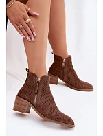 Dámské perforované kotníkové boty Vinceza 58621 Hnědé