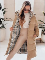 WINTERMISS dámska zimná dlhá prešívaná bunda s kapucňou tmavo béžová FashionStreet TY4966