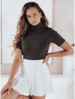 Dámsky rebrovaný sveter s krátkym rukávom GIRLGLORY hnedý FashionStreet MY2554