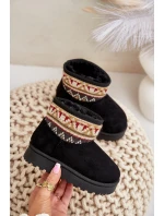 Wsuwane Śniegowce Dziecięce Ze Wzorem Ocieplane Futerkiem Czarne Mirirae