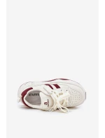 Sneakersy Dziecięce Na Platformie Beżowo-Bordowe Grellio