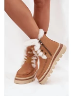 Dámske zimné topánky z prírodného semišu Lee Cooper LCJ-25-01-3738 Camel