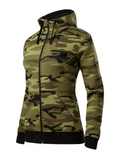Camo Mikina na zips maskáčová zelená