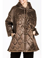 Dámska prešívaná bunda s kapucňou Oversized Brown (ag5-010) Dámska prešívaná bunda s kapucňou Oversized Brown (ag5-010)