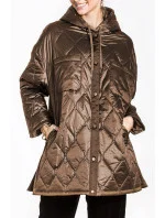 Hnedá dámska prešívaná bunda oversize s kapucňou (ag5-010)