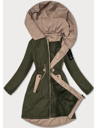 Dámska khaki bunda so šnúrkou v páse S'West (B8352-11) Dámska khaki bunda so šnúrkou v páse S'West (B8352-11)