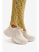 Buty Sportowe Sneakersy Damskie Beżowe Timoci