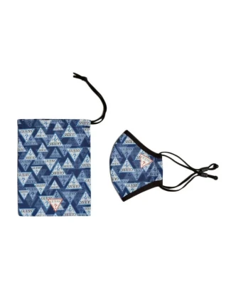 Bavlnená unisex rúško W0YZ14WDXC0-P0TR modrobiela - Guess Bavlnená unisex rúško W0YZ14WDXC0-P0TR modrobiela - Guess