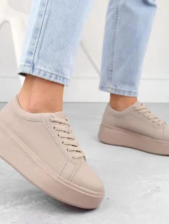 Dámska športová obuv na platforme W SP024 SK450A Beige - Sergio Leone