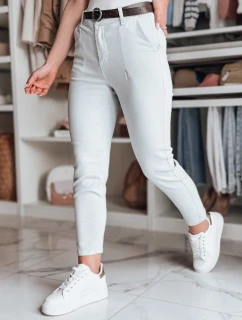 Dámske nohavice slim fit s opaskom TAIRONIK svetlo sivá FashionStreet UY2538