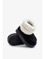 Detské členkové snehule s kožušinou a vzorom Black Melefia