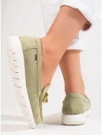 Pohodlné dámske zelené mokasíny bez podpätku Pohodlné dámske zelené mokasíny bez podpätku