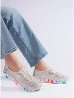 Krásne zlaté poltopánky dámske bez podpätku