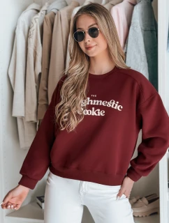 Dámska nadrozmerná mikina s potlačou COOKIES bordová FashionStreet BY1445