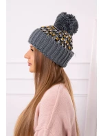 Dámska čiapka Ellen s brmbolcom K325 tmavo šedá + žltá Dámska čiapka Ellen s brmbolcom K325 tmavo šedá + žltá